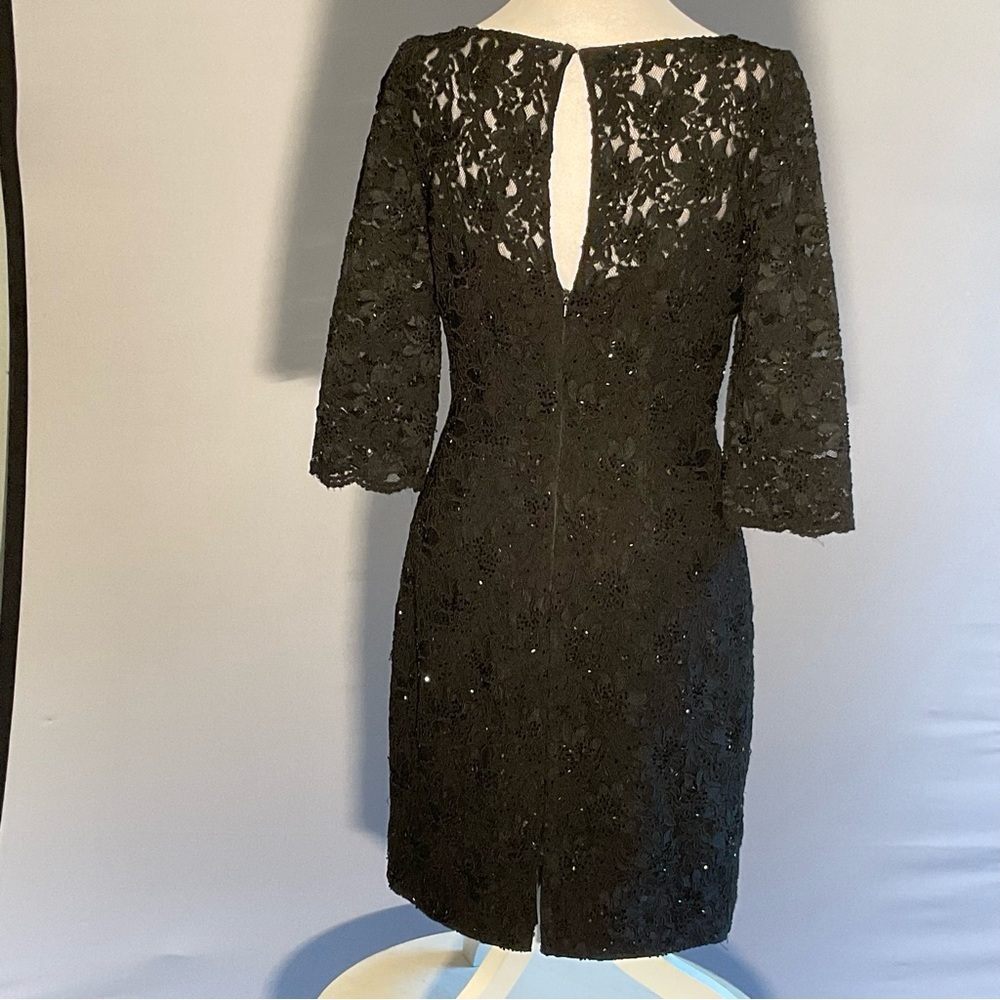 Carmen Marc Valvo Black Lace Sheath Dress Size 4 MOB MOG Evening - Picture 10 of 16